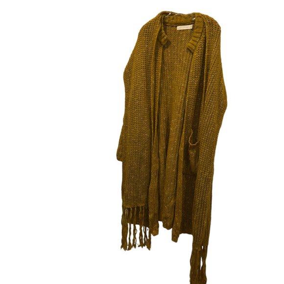 happy nature NEW NWT ochre mustard yellow long FALL duster cardigan sweater wi… - Picture 1 of 5
